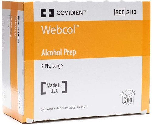 Prep Surgical Alcohol Pads Webcol Large 200/Bx