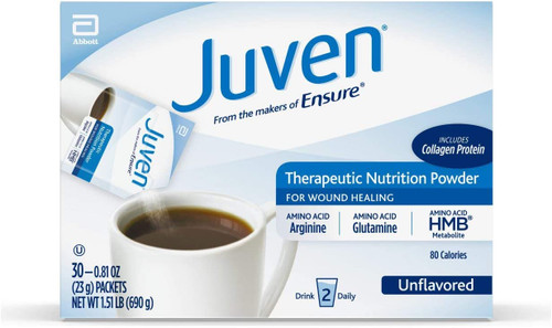 Juven Therapeutic Nutrition Drink Mix Powder for Wound Healing Support, Includes Collagen Protein, Unflavored, 30 Count