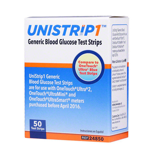 Unistrip Test Strips For Use With Onetouch Ultra Meters 600 Count (12 Boxes Of 50)