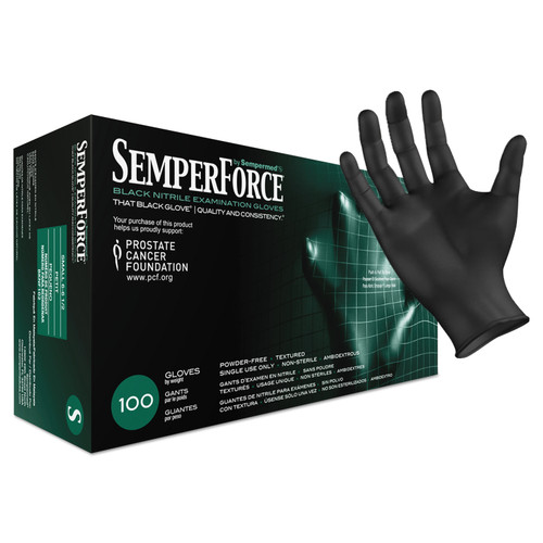 Semperguard Semperforce Gloves, Black, 2X-Large, 1000/Carton