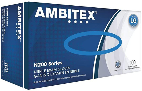 Ambitex Black Nitrile Gloves Examination Large -100/Box *Sealed Box*