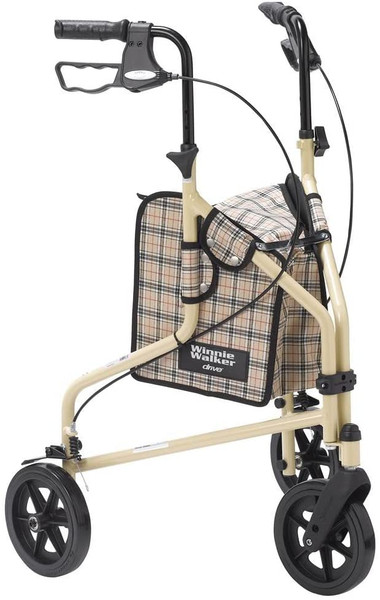 Drive Medical Winnie Lite Supreme Aluminum Three Wheel Rollator, Tan Plaid