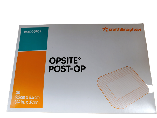 Smith & Nephew Opsite Post-Op Transparent Waterproof Dressing with Highly Absorbent Pad 3-3/4" x 3-3/8", Low Adherence, Latex-Free (Box of 20 Each)