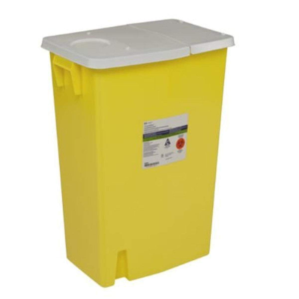 Covidien 8989 SharpSafety Chemotherapy Container with Hinged Lid, PGII, 18 gal Capacity, Yellow (Pack of 5)