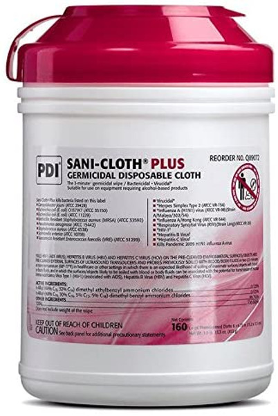 PDI Sani-Cloth Plus - Large Germicidal Disposable Cloth - 160-Count Canister