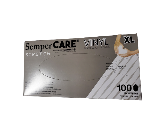 Stretch White Vinyl Exam Gloves -Large- 100 count