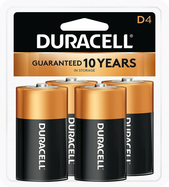 Duracell Coppertop D Alkaline Batteries 4/Pack (MN1300R4Z)