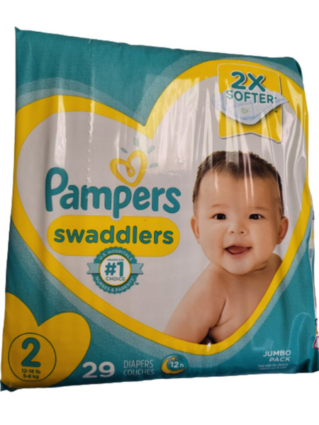 Pampers Swaddlers Diapers, Size 2 12-18lb, 29/bag