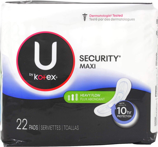 U by Kotex Security Maxi Pads, Long Super, 22 Count