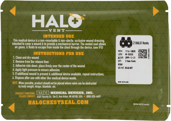 Halo chest vents in package with instructions