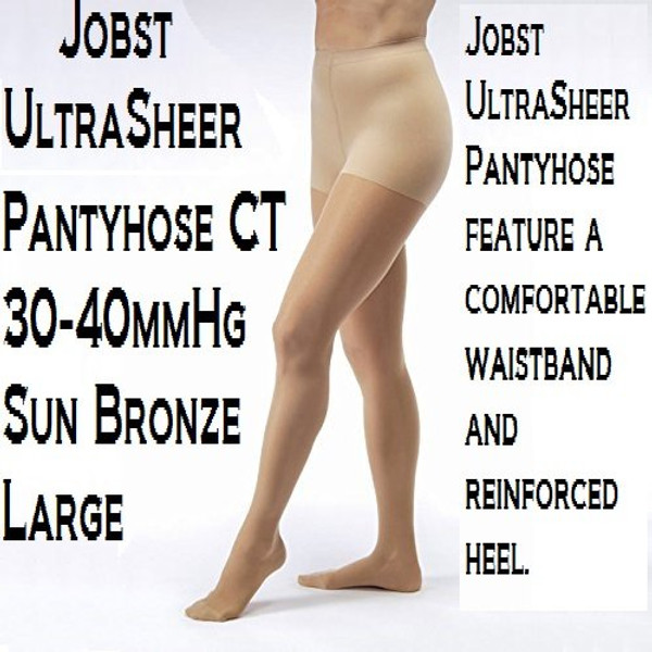 Bsn Jobst Ultrasheer 30-40 Mmhg Waist-High Extra Firm Compression Pantyhose-Sun Bronze, Large,Each