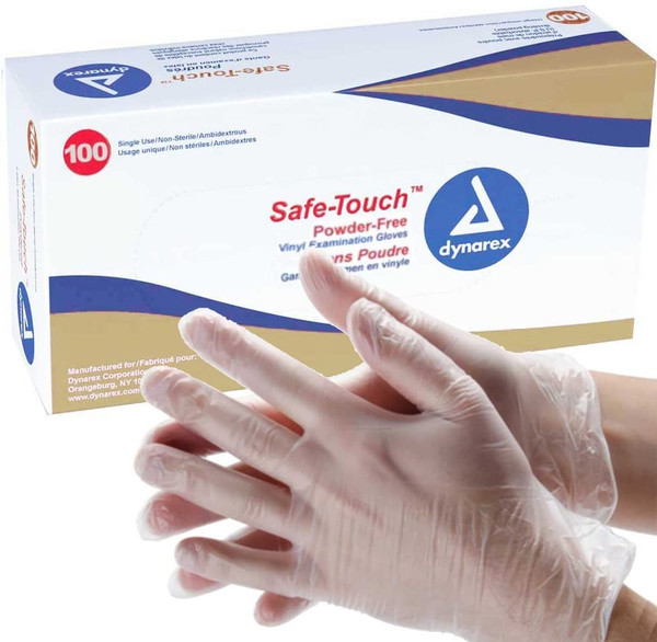 Dynarex Safe Touch Vinyl Exam Glove Powder Free Small Non Sterile - Box Of 100 - Model 2611