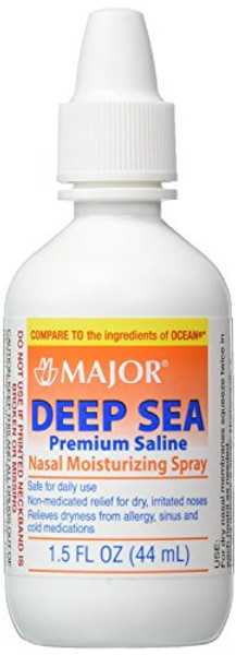 Major Deep Sea Premium Saline Nasal Moisturizing Spray 1.5 Oz, 5 Pack