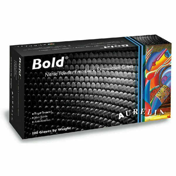 Aurelia Bold  Black Nitrile Pf Exam Glove - Medium 100/box