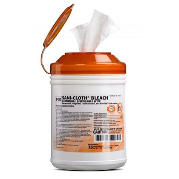 Surface Disinfectant Cleaner Sani-Cloth Bleach Chlorine Scent Wipe 75 Count Manual Pull Canister 10 Pack