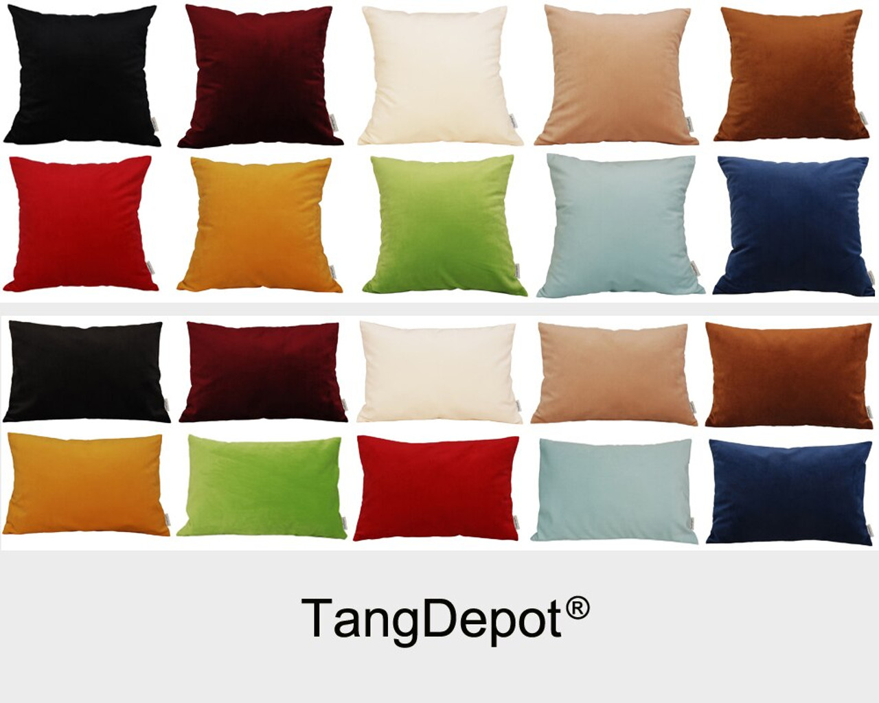 TangDepot Solid Velvet Throw Pillow 