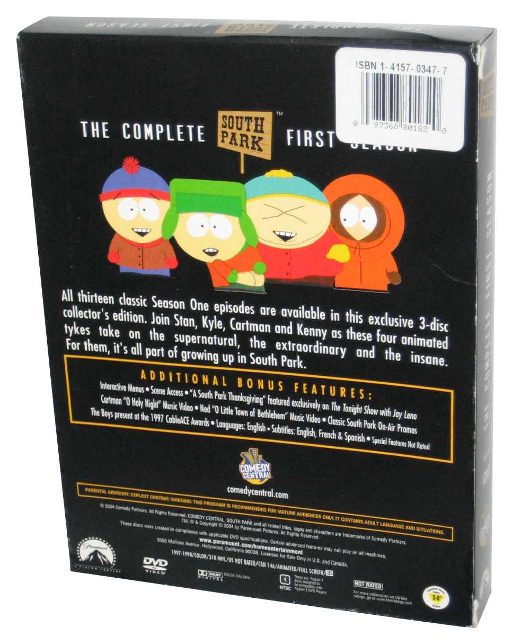 キッズ・ファミリー SOUTH PARK COMPLETE SERIES 1 DVD SOUTH PARK SEASON 1 (DVD, 2004, 3-Disc Set, Slim-Line