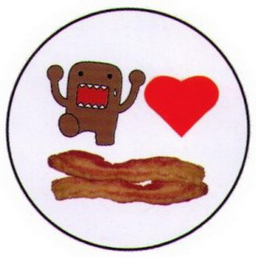 Domo-Kun Heart Bacon 3-inch Button DB4625-3