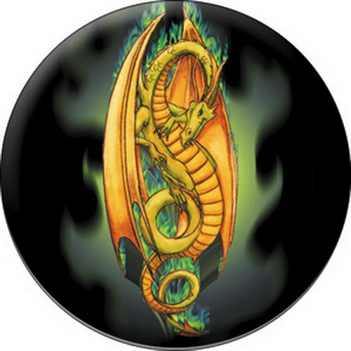 Dragons Green Flame Dragon Button B-3801