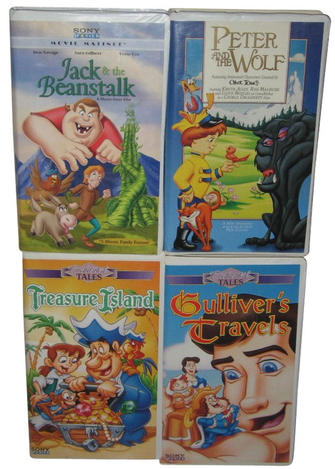 Kids Family Children Fairy Tails VHS Lot - Treasure Island / Gulliver's Travels / Jack & The Beanstalk / Peter & The Wolf