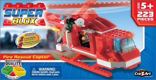 Cra-Z-Art Superblox Fire Rescue Copter Building Toy Set