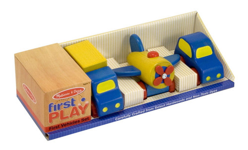 Melissa and Doug Wooden Children Kids First Vehicles Toy Set