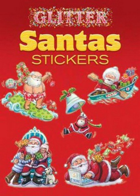 Glitter Santas Christmas Sticker Set - 10 Stickers