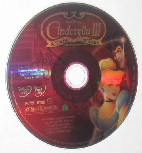 Disney Cinderella III A Twist In Time DVD - (Disc Only)
