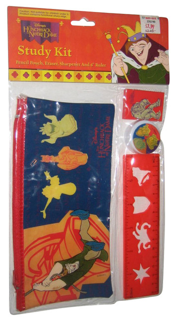 Disney The Hunchback of Notre Dame School Study Kit - (Pencil Pouch / Eraser / Sharpener & Ruler)
