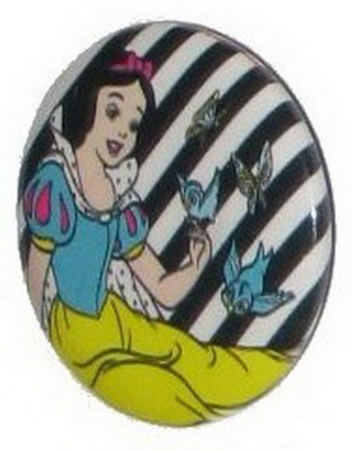 Disney Snow White Black & White Stripes Button