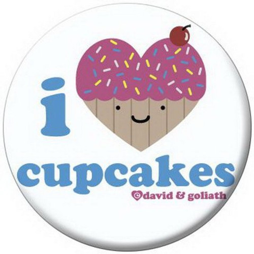 David and Goliath I Heart Cupcakes Button 81474