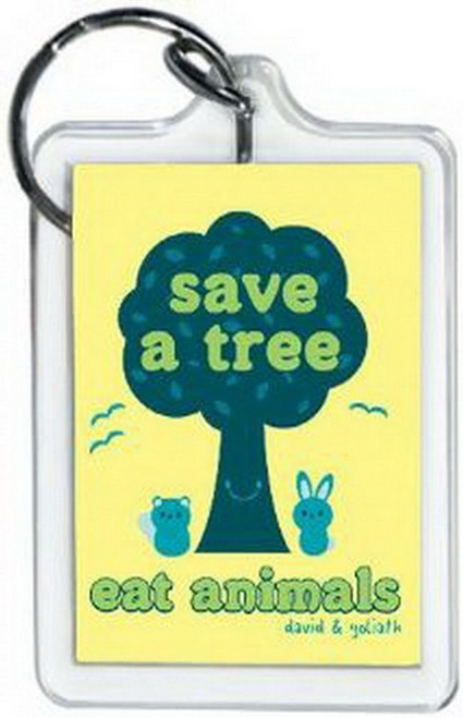 David and Goliath Save A Tree Lucite Keychain 65510KEY