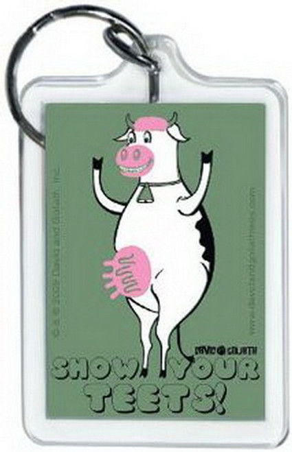 David and Goliath Show Your Teets Lucite Keychain 65570KEY