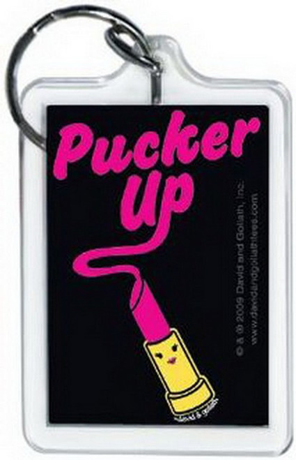 David and Goliath Pucker Up Lucite Keychain 65572KEY