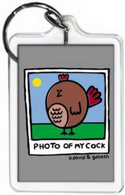 David and Goliath Cock Photo Lucite Keychain 65740KEY