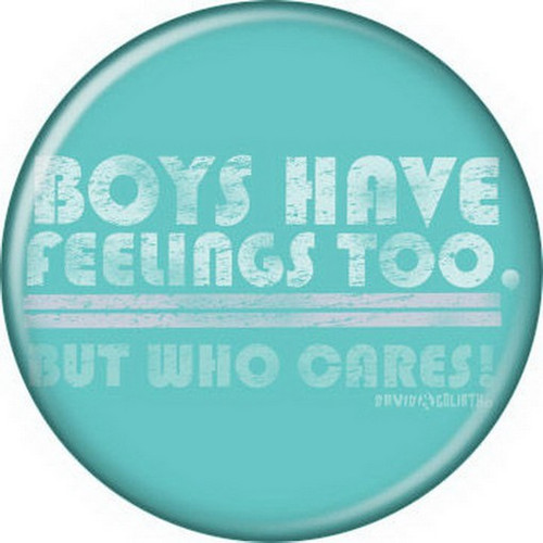 David and Goliath Boys Feelings Who Cares Button 82020