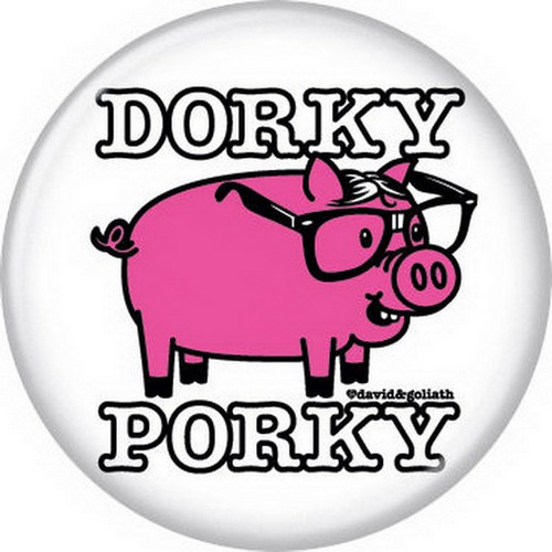 David and Goliath Dorky Porky Button 82266
