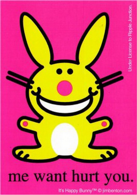 Happy Bunny Me Want Hurt You Sticker