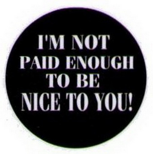 I'm Not Paid Enough To Be Nice To You Button HB307