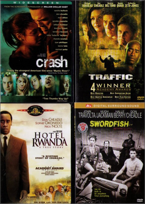 Don Cheadle Action DVD Lot : Traffic / Crash / Swordfish / Hotel Rwanda - (4 DVDs)