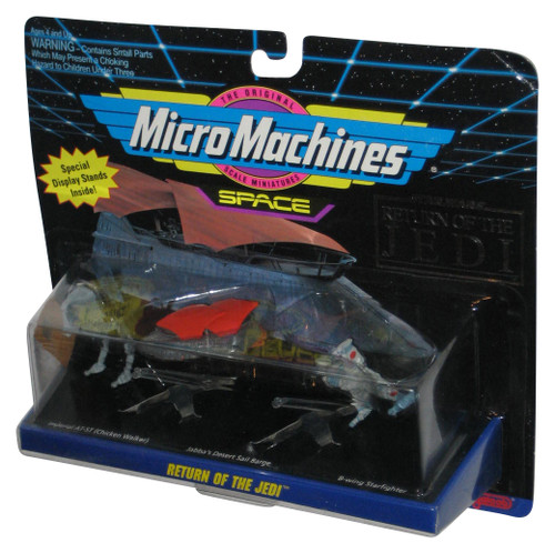Star Wars Micro Machines Space Return of The Jedi Toy Play Set - (Imperial AT-ST / Jabba's Desert Sail Barge / B-Wing Starfighter)