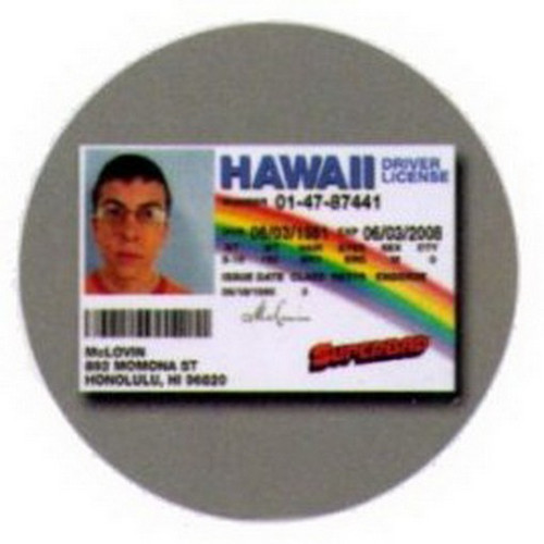 Superbad Hawaii License Button SB3599