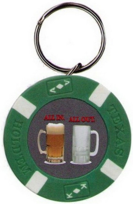All In All Out Beer Poker Chip Keychain BK1679