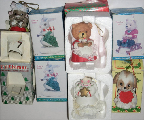 Christmas Jolly Jingles Bell Vintage Porcelain Ornaments (Lot of 7) : Heritage Holiday