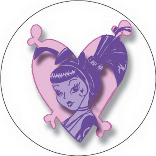 Miss Kitty Heart & Crossbones Button B-MK-0007