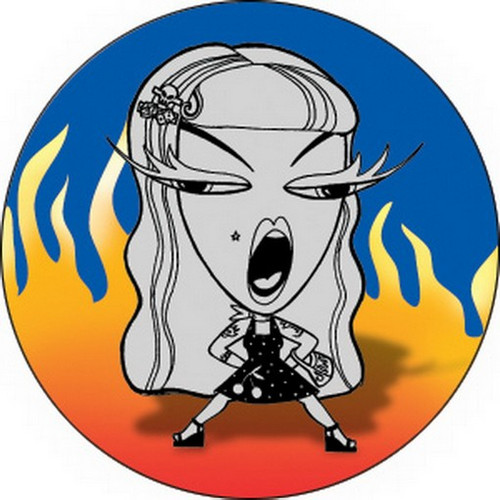 Ultra Vixen Girl in Flames Button B-UV-0004