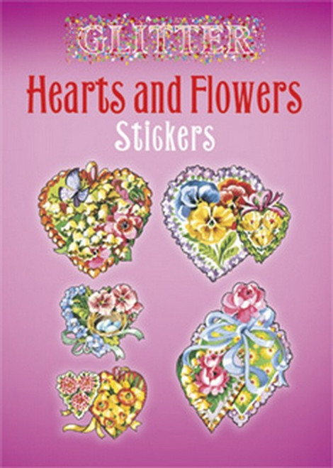 Glitter Hearts and Flowers Sticker Set - 12 Stickers