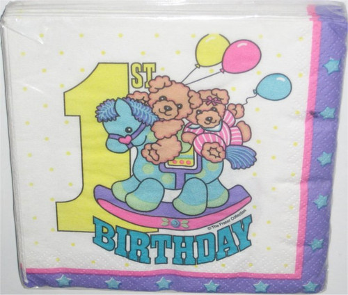 Baby's First Birthday Napkin Pack - Rocking Horse & Bears (The Fraser Collection) - 16 Napkins