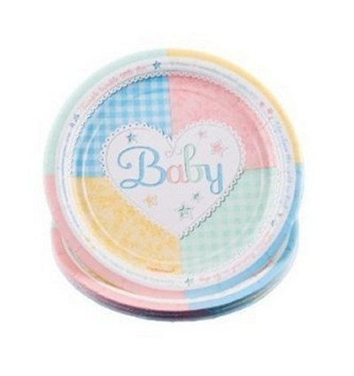 Party Dimensions Baby Birthday Heart Twinkle 9" USA Plate Pack - (8 Paper Plates)
