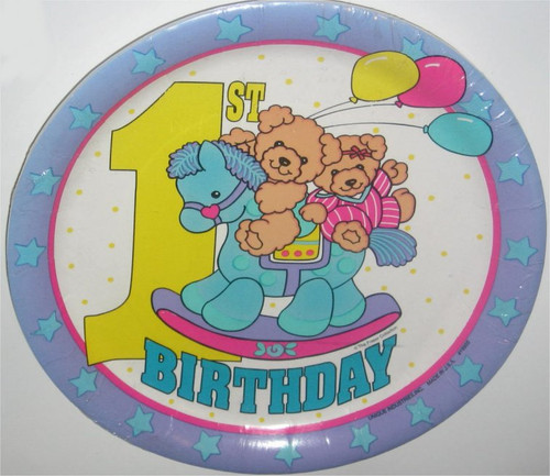 Baby's First Birthday Plate Pack - Rocking Horse & Bears (The Fraser Collection) - 8 Plates